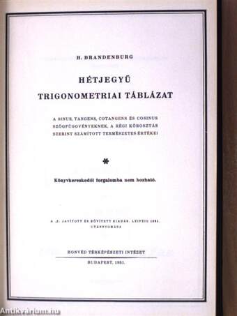 Hétjegyű trigonometriai táblázat