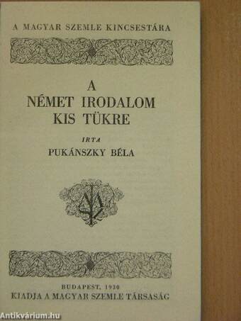 A német irodalom kis tükre