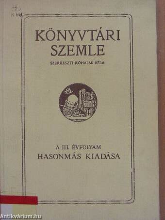 Könyvtári Szemle 1915. január-december