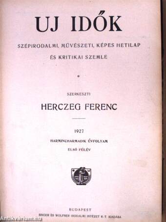 Uj Idők 1927. (nem teljes évfolyam) I-II. 