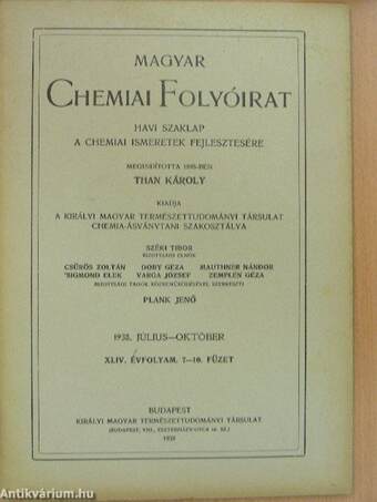 Magyar Chemiai Folyóirat 1938. július-október