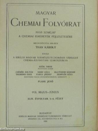 Magyar Chemiai Folyóirat 1938. május-június