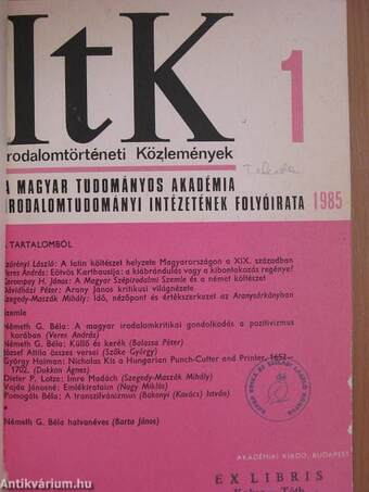 Irodalomtörténeti Közlemények 1985/1-6.