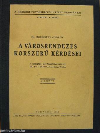 A városrendezés korszerű kérdései