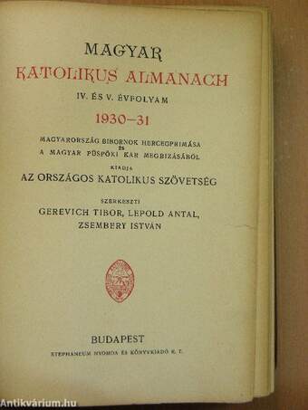 Magyar Katolikus Almanach 1930-31.