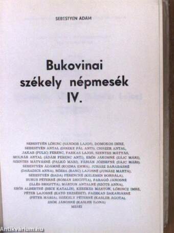 Bukovinai székely népmesék IV.