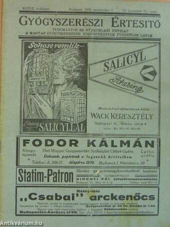 Gyógyszerészi Értesítő 1929. szeptember 1.