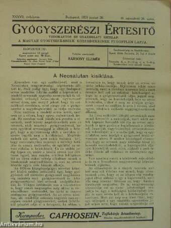 Gyógyszerészi Értesítő 1929. június 30.