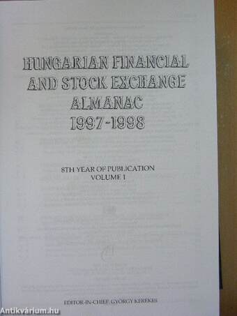 Hungarian financial and stock exchange almanac 1997-1998. Volume I.