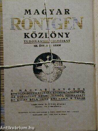 Magyar Röntgen Közlöny 1938. 1-12. szám