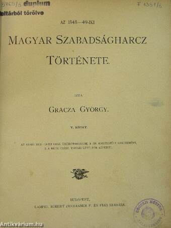 Az 1848-49-iki Magyar Szabadságharcz Története V. (töredék)