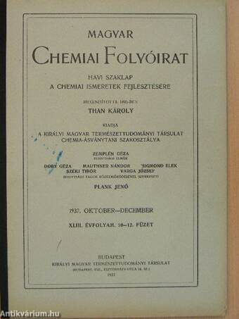 Magyar Chemiai Folyóirat 1937. október-december