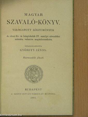 Magyar szavaló-könyv III.