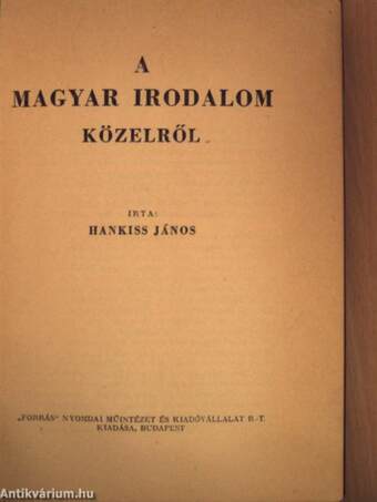 A magyar irodalom közelről