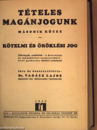 Tételes magánjogunk I-II./Tételes magánjogunk 1942-1944