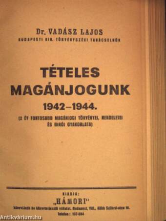 Tételes magánjogunk I-II./Tételes magánjogunk 1942-1944