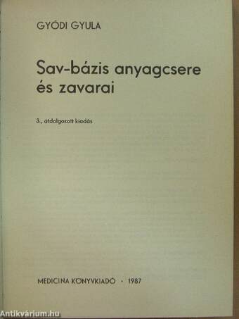 Sav-bázis anyagcsere és zavarai