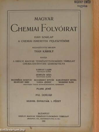 Magyar Chemiai Folyóirat 1932. január-december