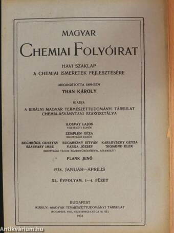 Magyar Chemiai Folyóirat 1934. január-december