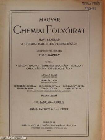 Magyar Chemiai Folyóirat 1933. január-december