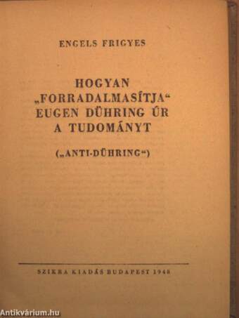 Hogyan "forradalmasítja" Eugen Dühring úr a tudományt