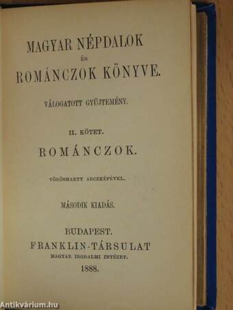 Magyar népdalok és románczok könyve II.