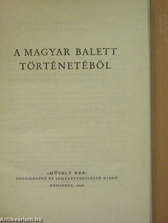 A magyar balett történetéből