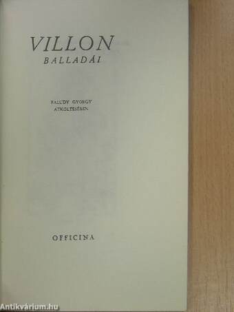 Villon balladái Faludy György átköltésében