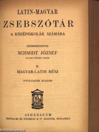 Latin-Magyar és Magyar-Latin zsebszótár I-II.