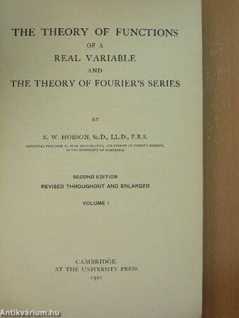 The theory of functions of a real variable and the theory of Fourier's series I.