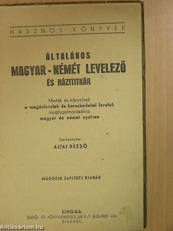 Általános magyar-német levelező és házititkár