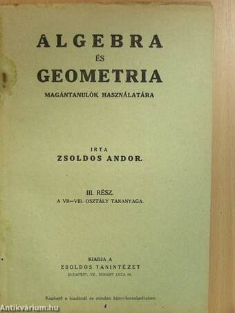 Algebra és geometria III.