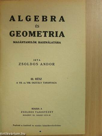 Algebra és geometria III.