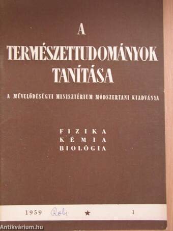 A Természettudományok Tanítása 1959. 1. szám