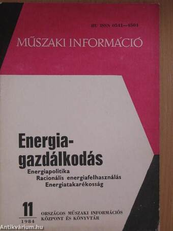 Energiagazdálkodás 1984/11.