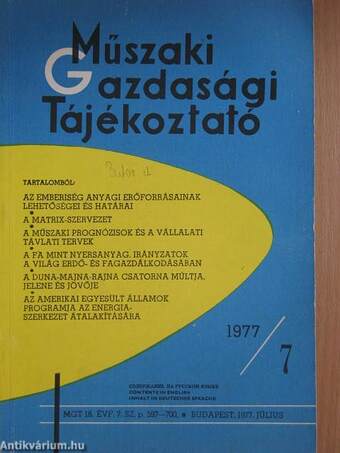 Műszaki-gazdasági Tájékoztató 1977. július