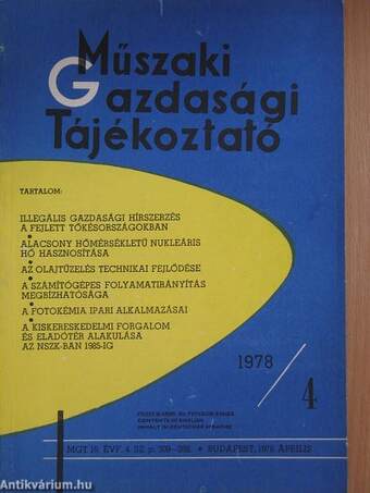 Műszaki-gazdasági Tájékoztató 1978. április