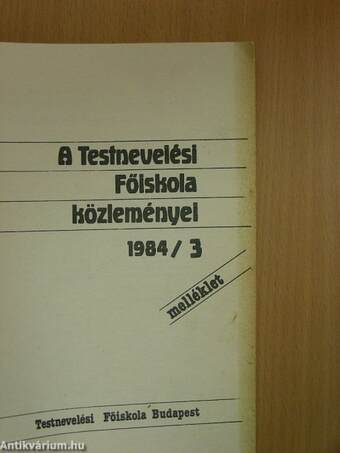 A Testnevelési Főiskola közleményei 1984/3. melléklet