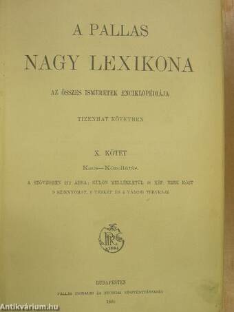 A Pallas Nagy Lexikona X. (töredék)