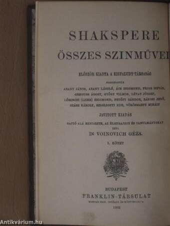 Shakspere összes szinművei 1-6.