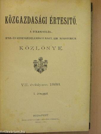 Közgazdasági Értesitő 1888. január 10-márczius 29. (nem teljes évfolyam)