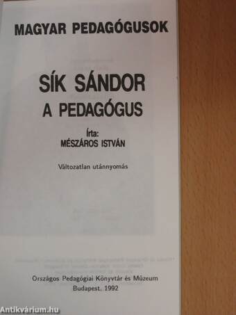 Sík Sándor a pedagógus