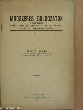 Módszeres dolgozatok I.