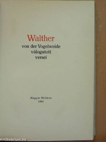 Walther von der Vogelweide válogatott versei