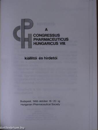 Congressus pharmaceuticus hungaricus VIII. - Kiállítói és hirdetői/Program