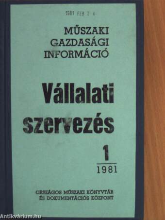 Vállalati szervezés 1981. január-december I-II.