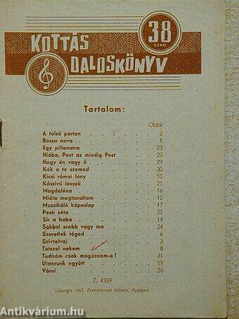 Kottás daloskönyv 38.