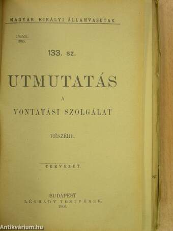 133. sz. utmutatás a vontatási szolgálat részére