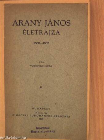 Arany János életrajza III.