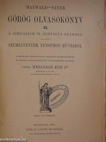 Görög olvasókönyv II.